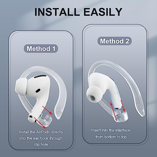 ICARERSPACE 2 Pairs AirPods Ear Hooks for AirPods Pro 2, AirPods Pro, AirPods 3, 2 & 1, Upgraded Anti Slip Sports Clip Hooks for AirPods 1, 2, 3, Pro and Pro 2 – Transparent