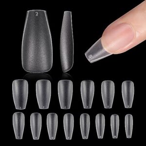 gaoy medium coffin fake nail tips, 360pcs matte soft gel x nail tips, 14 sizes full cover acrylic false press on nails tips, nail extension tips
