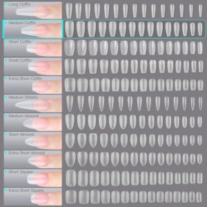 GAOY Medium Coffin Fake Nail Tips, 360Pcs Matte Soft Gel X Nail Tips, 14 Sizes Full Cover Acrylic False Press on Nails Tips, Nail Extension Tips