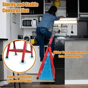 2 Step Ladder,Folding Step Stool with Handgrip and Anti-Slip Wide Pedal,Lightweight and Sturdy,Ideal for Home Kitchen Office Use.