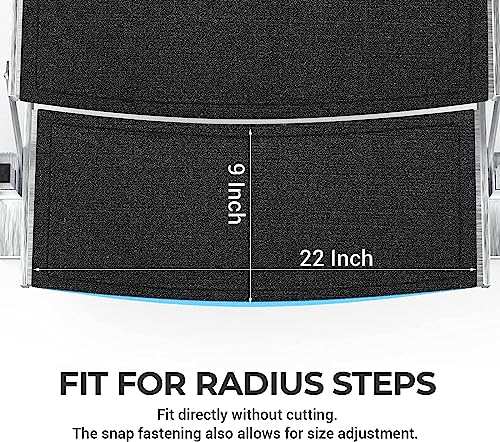 RV Step Covers 3 Pack, 22 Inch Wide RV Step Rug for Fold Up Curved Steps, Wrap Around Radius Stairs Rugs, Camper Carpets for Travel Trailers, Inside Outside RV Stair Covers RV Stabilizer Accessories