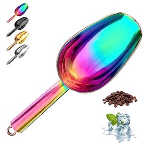 Metal Ice Scoop 3 Oz, Small Stainless Steel Ice scooper for Ice Maker Ice Bucket Kitchen Freezer Bar Party Wedding, Multipurpose for Popcorn Scoop,Flour Scoop,Dog Food Scoop (3 OZ, Rainbow)