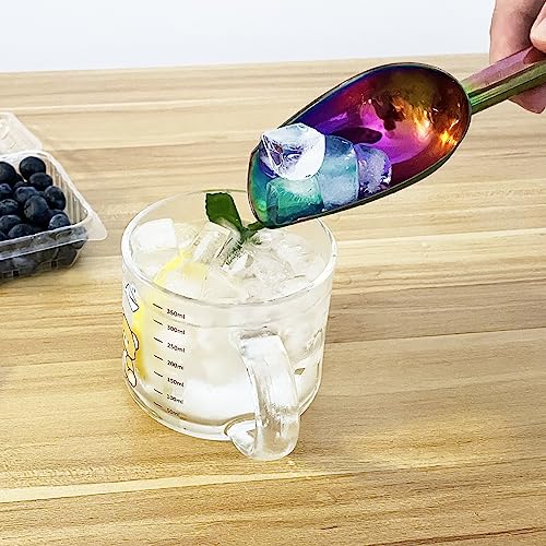 Metal Ice Scoop 3 Oz, Small Stainless Steel Ice scooper for Ice Maker Ice Bucket Kitchen Freezer Bar Party Wedding, Multipurpose for Popcorn Scoop,Flour Scoop,Dog Food Scoop (3 OZ, Rainbow)