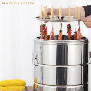 Smokeless Barbecue Hanging Grill With 28 Skewers Stainless Steel Charcoal BBQ Stove Charcoal Braised Grill Barrel Large Capacity Portable 360° All Round Roasting Oven (42cm*39cm (16.5''x15.4''))