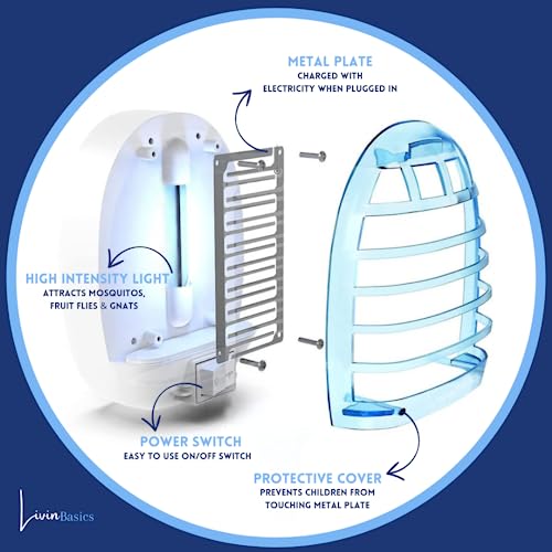 Bug Zapper Indoor, Electric Mosquito Killer,Flying Insect Trap Plug in for Mosquitoes, Gnats, Fruit Flies, Night Light for Living Room, Home, Kitchen, Bedroom, Baby Room, Office (2 Pack)