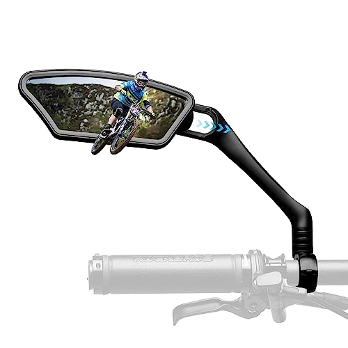 ROCKBROS 2023 Newest Bike Mirrors Handlebar Mount Rearview Mirror HD Blast-Resistant All-round Angle Adjustable Retractable Bicycle Mirror for E-bike （21-26mm Handlebar）