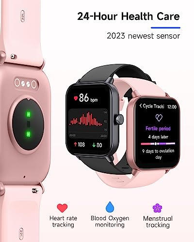 TOOBUR Smart Watch for Women Alexa Built-in, 1.8" Compatible Android iPhone, Answer&Make Call/Heart Rate/Step Counter/Sleep Tracker/100 Sports, Fitness Tracker Watch IP68 Waterproof Swimming