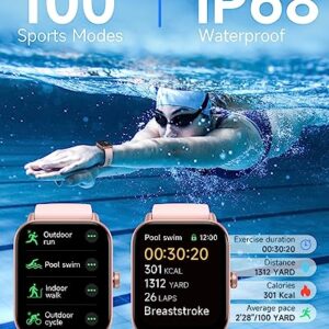 TOOBUR Smart Watch for Women Alexa Built-in, 1.8" Compatible Android iPhone, Answer&Make Call/Heart Rate/Step Counter/Sleep Tracker/100 Sports, Fitness Tracker Watch IP68 Waterproof Swimming