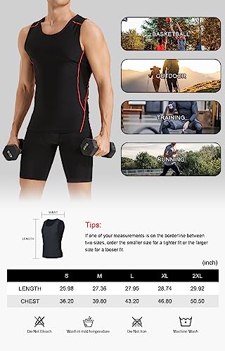 Roxdme 5 Pack Men's Athletic Compression Shirts Sleeveless Tank Top Running Basketball Workout Base Layer