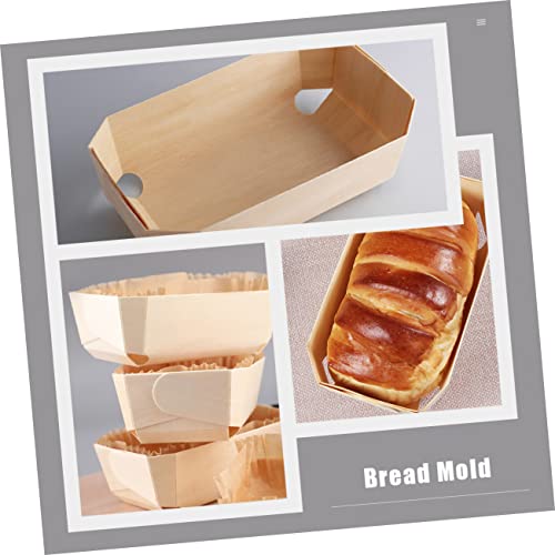 Cabilock 10pcs Wooden Toast Box Cake Mold Toaster Oven Pan Disposable Baking Pan Rectangular Bread Pan Food Storage Box Loaf Tin Cake Baking Pan Non-stick Toast Plates Cake Baking Tray Tray