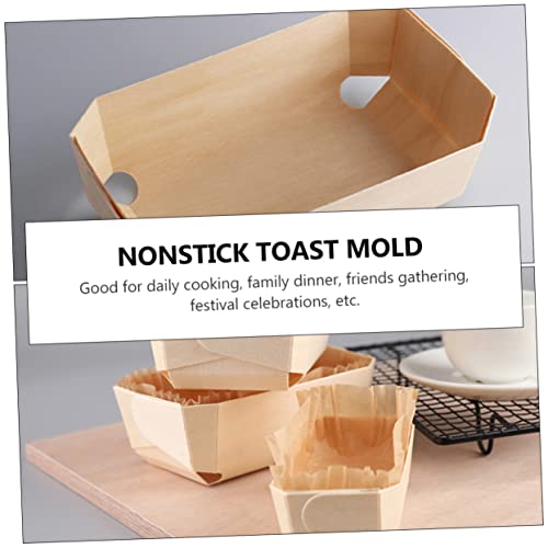 Cabilock 10pcs Wooden Toast Box Cake Mold Toaster Oven Pan Disposable Baking Pan Rectangular Bread Pan Food Storage Box Loaf Tin Cake Baking Pan Non-stick Toast Plates Cake Baking Tray Tray