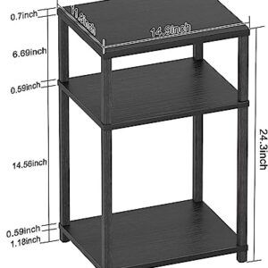 WOODYNLUX Nightstand Side Table, End Table with Shelves, Tall Bedside Table, Night Stand Accent Table for Living Room, Bedroom, Black.