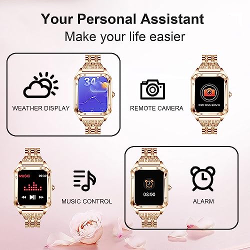 HMZSWDP Smart Watch for Women, 1.59'' Touch Screen Smartwatch, Answer/Make Call, Blood Pressure SpO2 Heart Rate/Sleep Monitor, Fitness Tracker Pedometer 21 Sport Modes for iOS & Android Phones