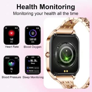 HMZSWDP Smart Watch for Women, 1.59'' Touch Screen Smartwatch, Answer/Make Call, Blood Pressure SpO2 Heart Rate/Sleep Monitor, Fitness Tracker Pedometer 21 Sport Modes for iOS & Android Phones