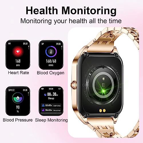 HMZSWDP Smart Watch for Women, 1.59'' Touch Screen Smartwatch, Answer/Make Call, Blood Pressure SpO2 Heart Rate/Sleep Monitor, Fitness Tracker Pedometer 21 Sport Modes for iOS & Android Phones