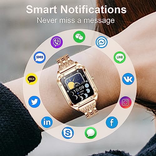 HMZSWDP Smart Watch for Women, 1.59'' Touch Screen Smartwatch, Answer/Make Call, Blood Pressure SpO2 Heart Rate/Sleep Monitor, Fitness Tracker Pedometer 21 Sport Modes for iOS & Android Phones