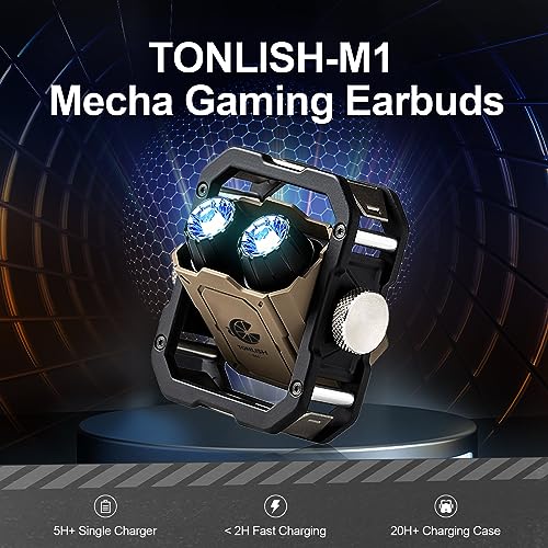 TONLISH Gaming Earbuds Wireless Bluetooth 5.3, 3D Stereo, Clear Calls, Noise Canceling, 65ms Low-Latency TWS Headphones. iPhone Android Compatible. Built-in Fidget Spinner, RGB Lights.