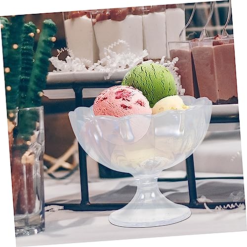 RORPOIR 2pcs Dessert Goblet Plastic Trifle Bowl Glass Trifle Bowl Clear Plastic Dessert Cups Sundae Bowls Tulip Dessert Cups Parfait Cups Footed Bowl Drinks Server Footed Food Bowls Glass