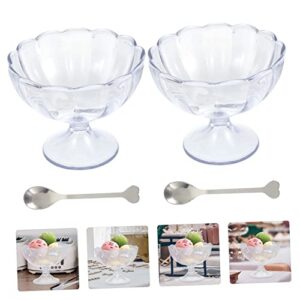 RORPOIR 2pcs Dessert Goblet Plastic Trifle Bowl Glass Trifle Bowl Clear Plastic Dessert Cups Sundae Bowls Tulip Dessert Cups Parfait Cups Footed Bowl Drinks Server Footed Food Bowls Glass