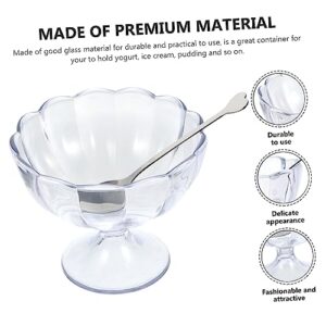 RORPOIR 2pcs Dessert Goblet Plastic Trifle Bowl Glass Trifle Bowl Clear Plastic Dessert Cups Sundae Bowls Tulip Dessert Cups Parfait Cups Footed Bowl Drinks Server Footed Food Bowls Glass