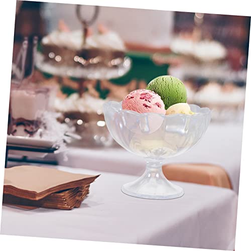 RORPOIR 2pcs Dessert Goblet Plastic Trifle Bowl Glass Trifle Bowl Clear Plastic Dessert Cups Sundae Bowls Tulip Dessert Cups Parfait Cups Footed Bowl Drinks Server Footed Food Bowls Glass