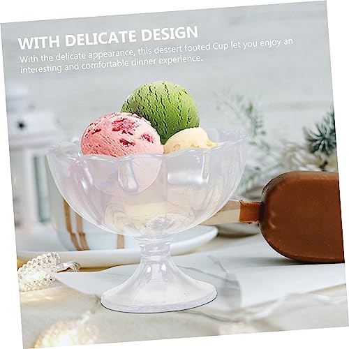 RORPOIR 2pcs Dessert Goblet Plastic Trifle Bowl Glass Trifle Bowl Clear Plastic Dessert Cups Sundae Bowls Tulip Dessert Cups Parfait Cups Footed Bowl Drinks Server Footed Food Bowls Glass