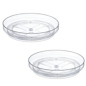 2 pack, 9 inch clear non-skid lazy susan organizers - turntable rack for kitchen cabinet, pantry organization and storage, fridge, bathroom closet, vanity countertop makeup organizing, spice rack
