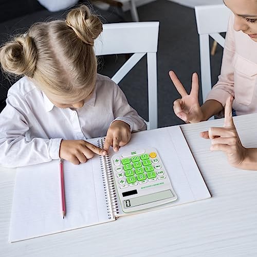 Cute Calculators Desktop, Two Way Power Battery and Solar Desk Calculator, Big Buttons Easy to Press Office Calculators for Desk, 12 Digit Adding Machine Calculators Large LCD Display (Fresh Green)
