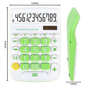 Cute Calculators Desktop, Two Way Power Battery and Solar Desk Calculator, Big Buttons Easy to Press Office Calculators for Desk, 12 Digit Adding Machine Calculators Large LCD Display (Fresh Green)