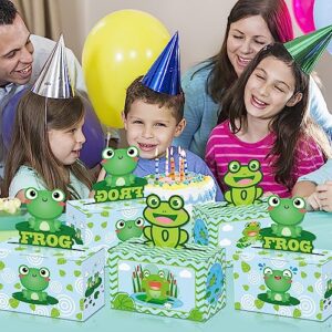 AHIONB Frog Party Favor Treat Boxes, 12 Pcs Cute Frog Party Favors Gift Boxes, Frog Paper Gift Boxes, for Frog Theme Birthday Baby Shower Party Supplies Decoration