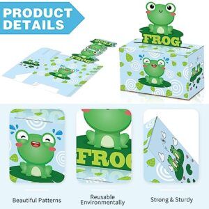 AHIONB Frog Party Favor Treat Boxes, 12 Pcs Cute Frog Party Favors Gift Boxes, Frog Paper Gift Boxes, for Frog Theme Birthday Baby Shower Party Supplies Decoration