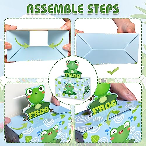 AHIONB Frog Party Favor Treat Boxes, 12 Pcs Cute Frog Party Favors Gift Boxes, Frog Paper Gift Boxes, for Frog Theme Birthday Baby Shower Party Supplies Decoration