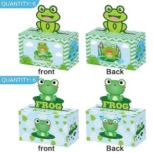 AHIONB Frog Party Favor Treat Boxes, 12 Pcs Cute Frog Party Favors Gift Boxes, Frog Paper Gift Boxes, for Frog Theme Birthday Baby Shower Party Supplies Decoration