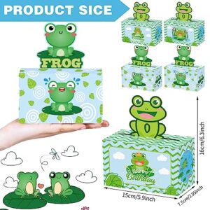 AHIONB Frog Party Favor Treat Boxes, 12 Pcs Cute Frog Party Favors Gift Boxes, Frog Paper Gift Boxes, for Frog Theme Birthday Baby Shower Party Supplies Decoration