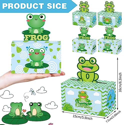 AHIONB Frog Party Favor Treat Boxes, 12 Pcs Cute Frog Party Favors Gift Boxes, Frog Paper Gift Boxes, for Frog Theme Birthday Baby Shower Party Supplies Decoration