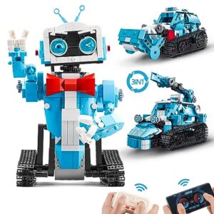 stem robot building toys for kids compatible with lego sets 3in1 remote & app controlled robot building kit engineering learning educational rechargeable robot toy gifts for boys girls (726 pcs)