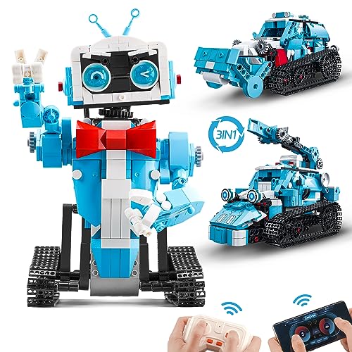 STEM Robot Building Toys for Kids Compatible with Lego Sets 3in1 Remote & APP Controlled Robot Building Kit Engineering Learning Educational Rechargeable Robot Toy Gifts for Boys Girls (726 Pcs)