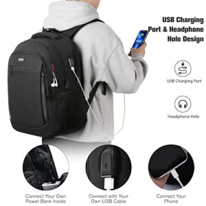 Laptop Backpack Travel, School Backpack with Usb Charging Port for Men Womens Anti Theft Water Resistant College School Bookbag Business Computer Backpack Fits 17.3 Inch Notebook Over 3 Years Old