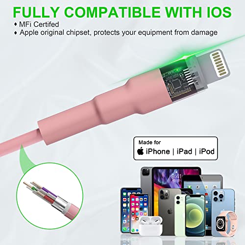 Coiled USB to Lightning Cable [MFi Certified], Apple Carplay Charger Cable for Car Data Sync, Coiled iPhone Charger iPhone Cable Pink, 2 Pack