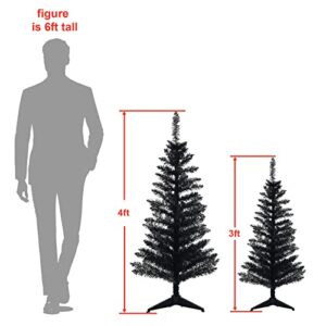 Artificial Christmas Tree，Halloween Decoration Tree Xmas Pine Tree with PVC Leg Stand Base Holiday Decoration for Indoor and Outdoor(4ft Black