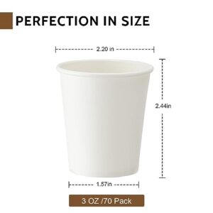 AOZITA 70 Pack 3 oz Paper Cups, White Mouthwash Cups, Disposable Bathroom Cups, Espresso Cups, Paper Cups for Party, Picnic, BBQ, Travel, and Event