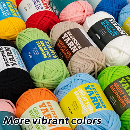 3x60g Yellow+Pink+Blue Yarn for Crocheting and Knitting;3x66m (72yds) Cotton Yarn for Beginners with Easy-to-See Stitches;Worsted-Weight Medium #4;Cotton-Nylon Blend Yarn for Beginners Crochet Kit