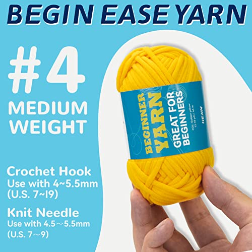 3x60g Yellow+Pink+Blue Yarn for Crocheting and Knitting;3x66m (72yds) Cotton Yarn for Beginners with Easy-to-See Stitches;Worsted-Weight Medium #4;Cotton-Nylon Blend Yarn for Beginners Crochet Kit