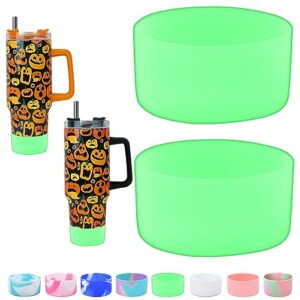 sekirou 2pcs silicone boot cover for stanley h2.0 40/30 oz tumbler with handle, protective water bottle bottom bumper cover for cup boot accessories (halloween glow)