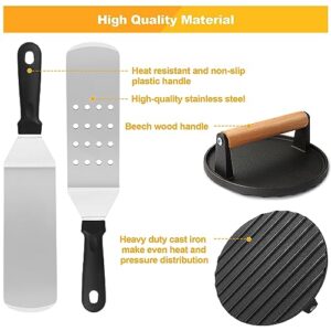 Griddle Accessories Kit, Terlulu 29 PCS Flat Top Grill Accessories for Blackstone and Camp Chef, Metal Spatula Set with Burger Press, Melting Dome, Scraper, Tongs, Carry Bag for Outdoor Grilling BBQ