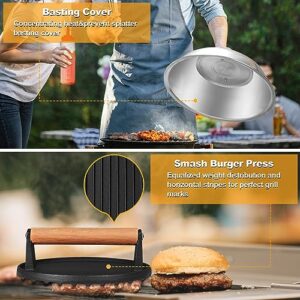 Griddle Accessories Kit, Terlulu 29 PCS Flat Top Grill Accessories for Blackstone and Camp Chef, Metal Spatula Set with Burger Press, Melting Dome, Scraper, Tongs, Carry Bag for Outdoor Grilling BBQ