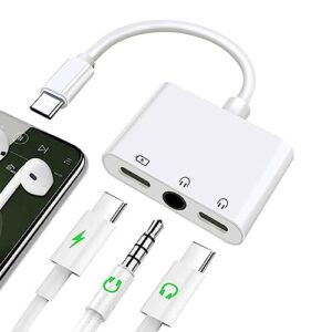 usb c to 3.5mm headphone and charge adapter 3-in-1 type c to dual audio jack splitter with fast charging compatible with ipad pro samsung galaxy s23 ultra s22 s21 s20 s20+ note 20 pixel 7