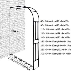 Rose Arch Half Arch,Weatherproof Garden Arch Arbors Garden Gazebo,Pergola Climbing Aid Trellis Archway for Climbing Plants,Half Rose Arch for Indoor/Outdoor/Garden Lawn/Wedding,Black,240 * 240cm