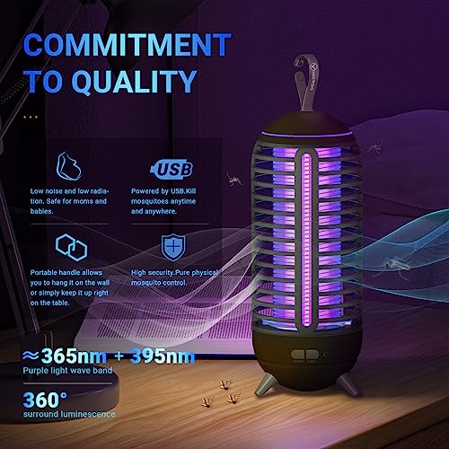 Bug Zapper Outdoor & Bug Zapper Indoor & Portable Camping Bug Zapper USB Mosquito Zapper Fly Trap,Bug Zapper Electric Trap Ideal for Fly Traps (2 Pack)