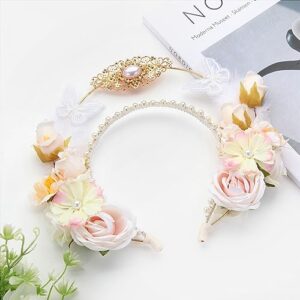 KorViShow Fairy Holy Mother Halo Crowns Flower Headband for Kids Floral Princess Tiara Daily Photoshoot Cosplay Costume Wedding Birthday Renaissance Hair Accessories…